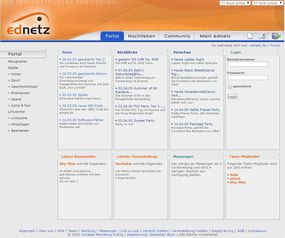 ednetz Startseite von 2005